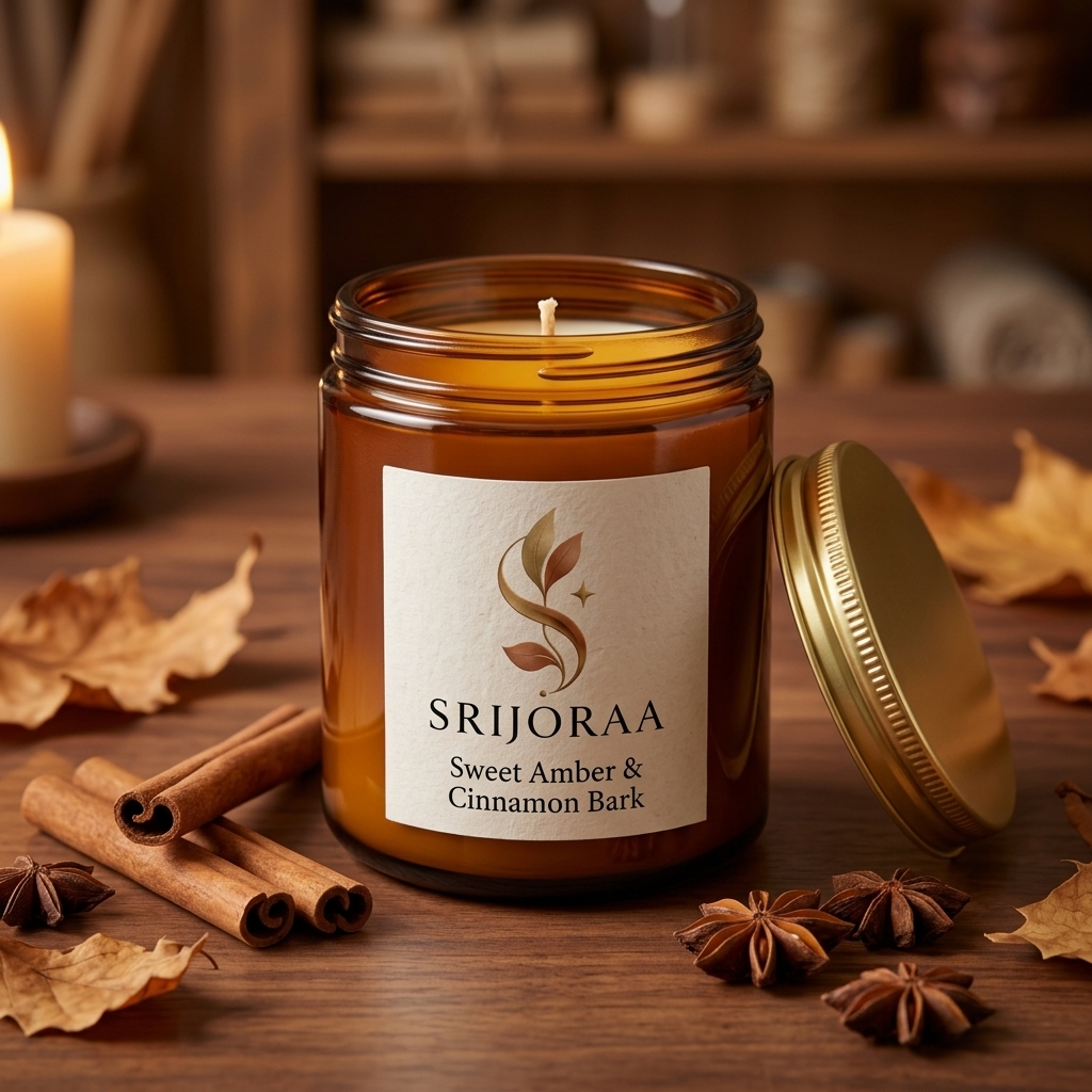 Sweet Amber & Ceylon Cinnamon Scented Candle
