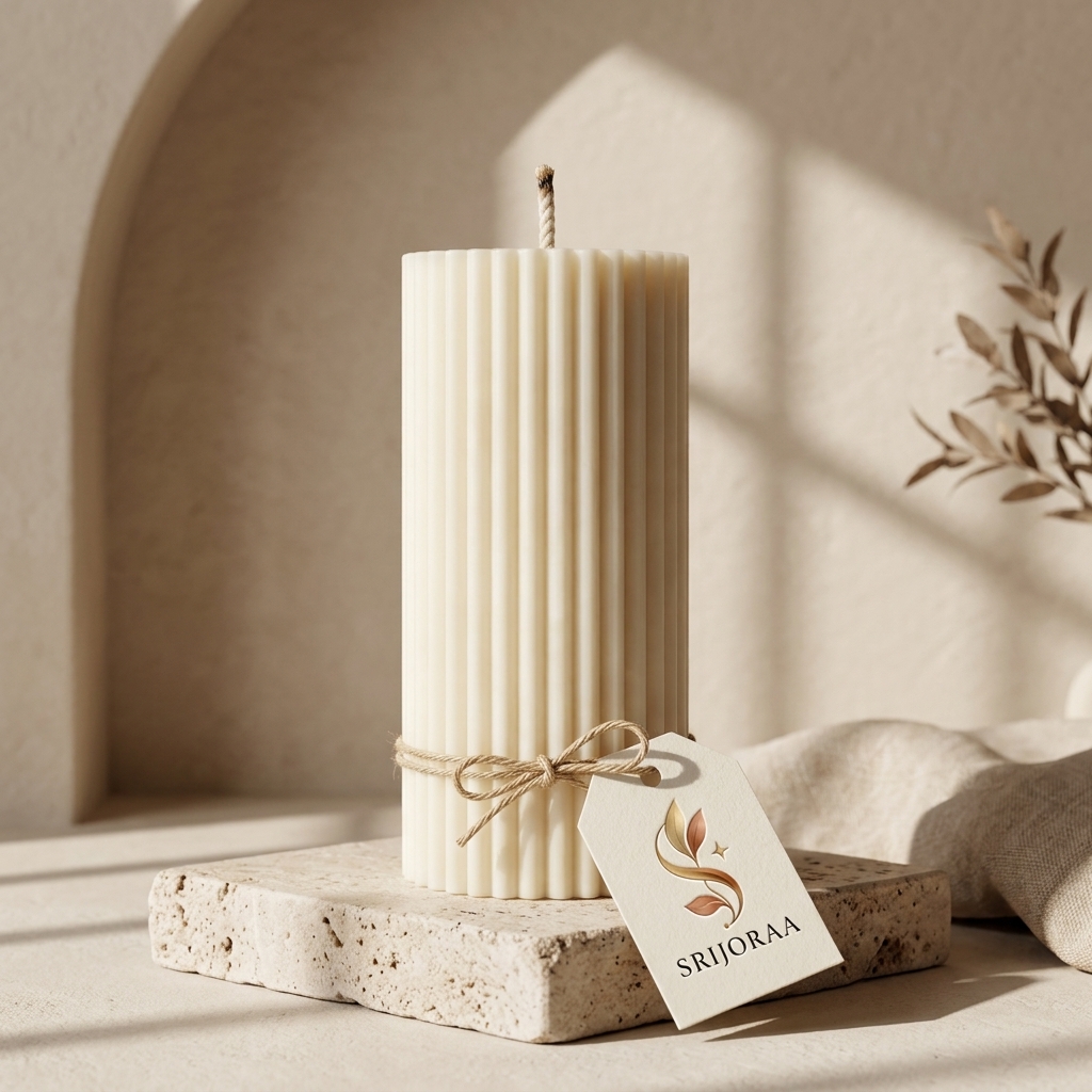 The Classical Ribbed Pillar Sculptural Candle